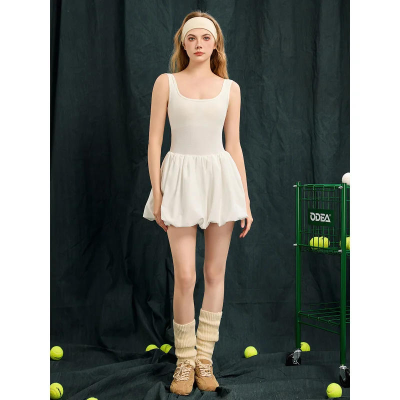 SharpStar Women's Sleeveless Tennis Dress Quick Dry Badminton Dress with Shorts Square Neck Sport Dress with Chest Pad Plus Size