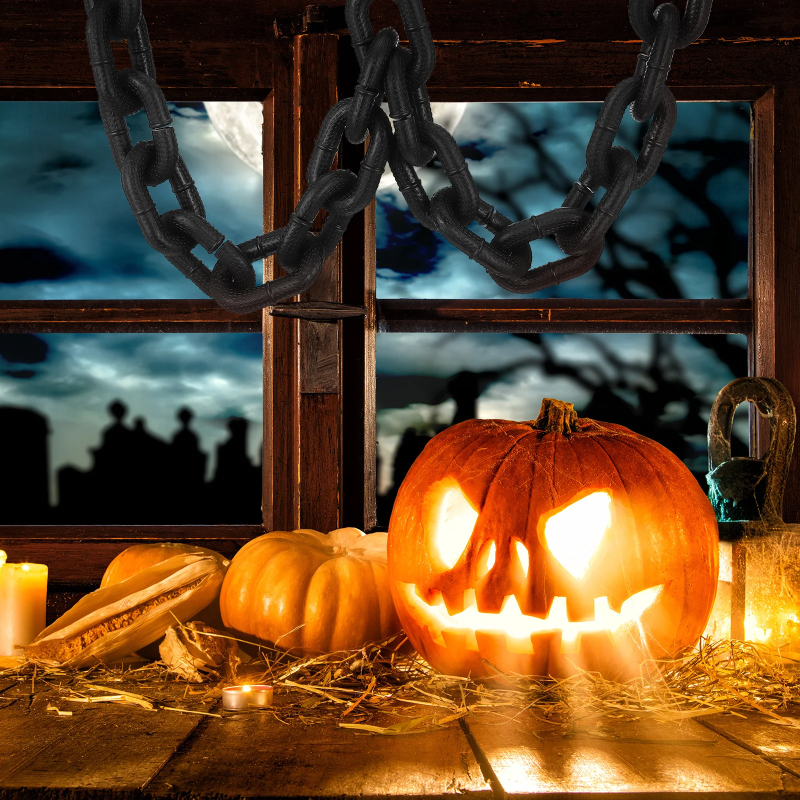 دعامة حديدية واقعية خفيفة الوزن للهالوين سلسلة وهمية لحفلات الأزياء المسكونة لتزيين المنزل سلسلة بلاستيكية