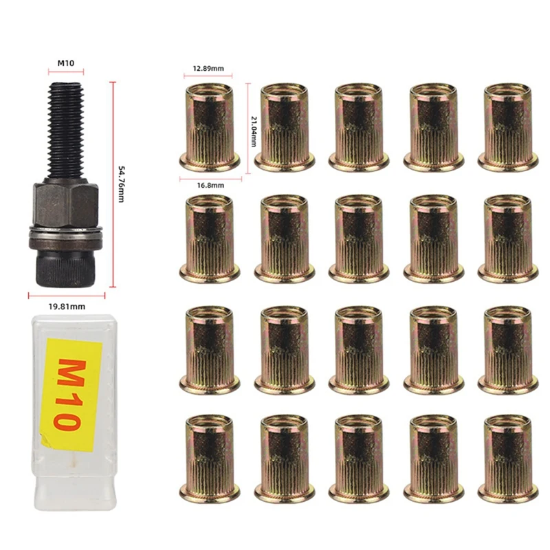 Y50A-21Pcs Rivet écrou outils main Rivet écrou Installation Simple manuel riveteuse pour Rivnuts outils pour écrous