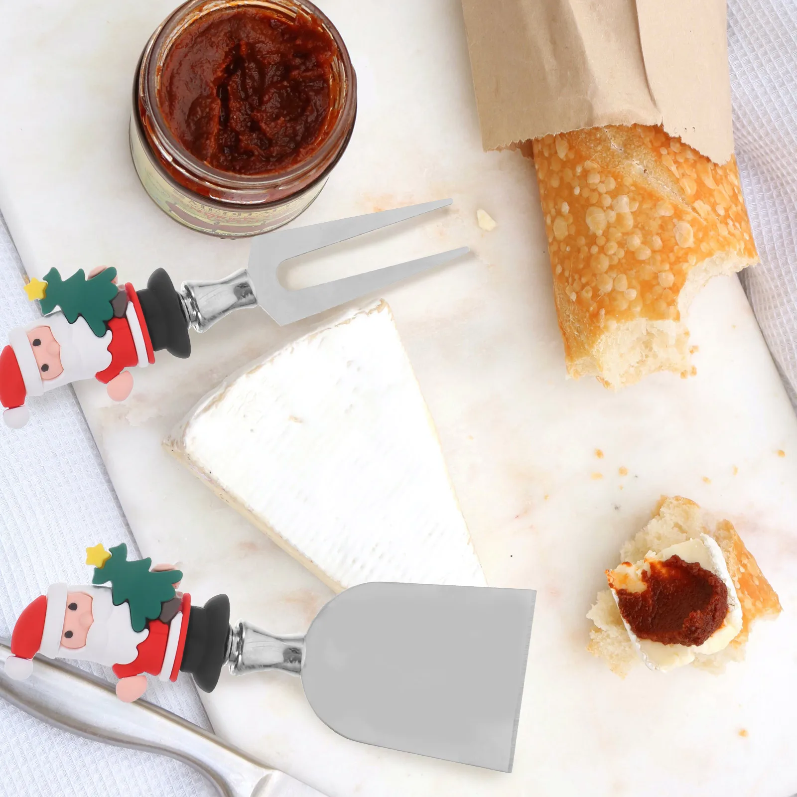 

3Pcs Cheese Cutlery Set Stainless Steel Silicone Ergonomic Design Easy to Use and Clean Kitchen Accessories for Baking Home