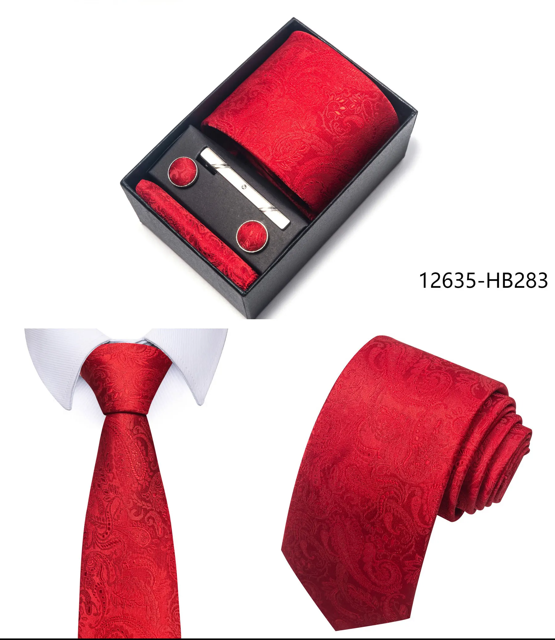 High Grade Holiday Gift Box Brand 8 cm Blue Paisley Tie Handkerchief Cufflink Set Men Necktie Clothing Accessories Birthday Gift