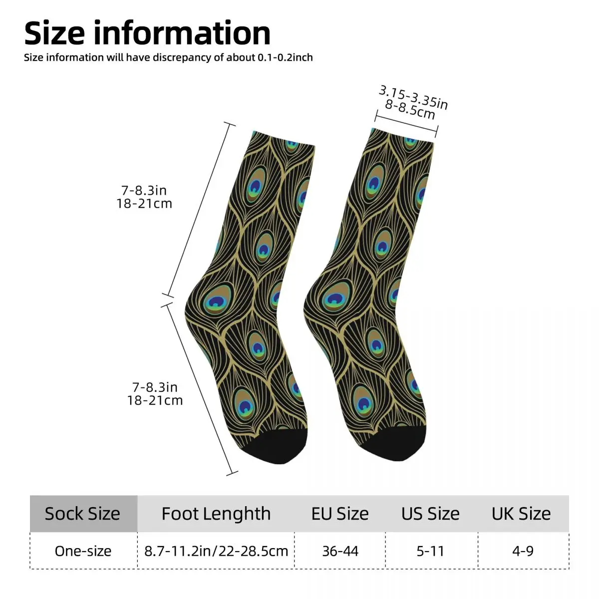 All Seasons Crew Stockings Vintage Peacock Feather Socks Fashion Long Socks for Men Women Valentine's Day Gifts
