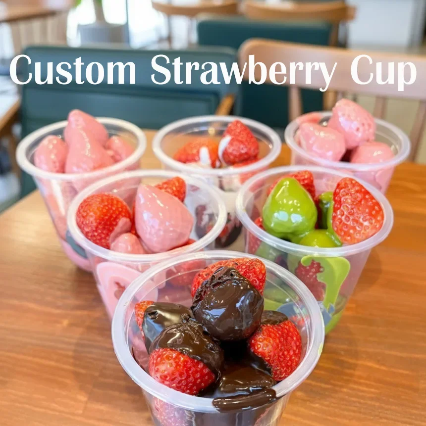 

Chocolate-Covered Strawberry Dessert Cups, Melt-in-Mouth Biscuit Topping, 400ml DIY Brunch Treat, Artificial Craft Model