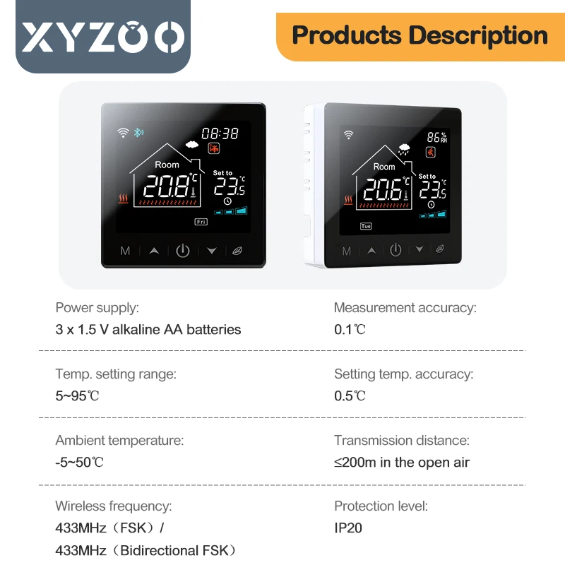 Imagem -05 - sem Fio Termostato Controlador de Temperatura e Receptor Wi-fi Tuya Caldeira a Gás Aquecimento de Piso Atuador Smart Life App rf