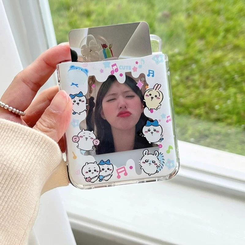 Cute Cartoon Japan Anime Chiikawa Card Wallet Pocket Phone Case For Samsung Galaxy Z Flip 7 6 5 4 3 Hard TPU Cover With Lanyard view 4