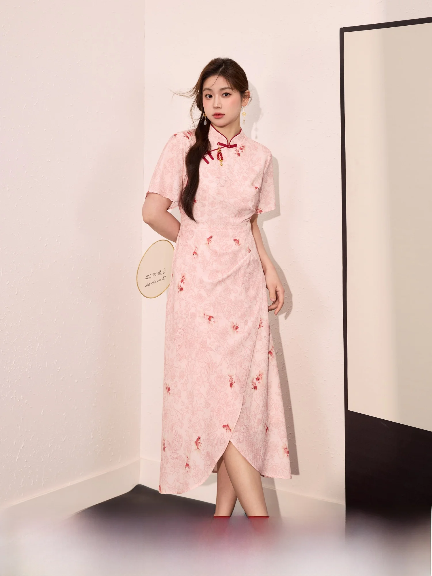 

Blue Language Large Size Women's New Chinese Sle Slimming Dr Commute Sle High Waist A-Line Skirt Long Sve