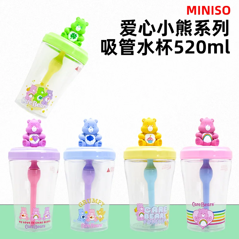 

Miniso Kawaii Care Bear 520ML Cartoon Doll Sippy Cup Anime Girly Heart Cute Hot Water Cup Insulated Milk Cup Girls Gifts