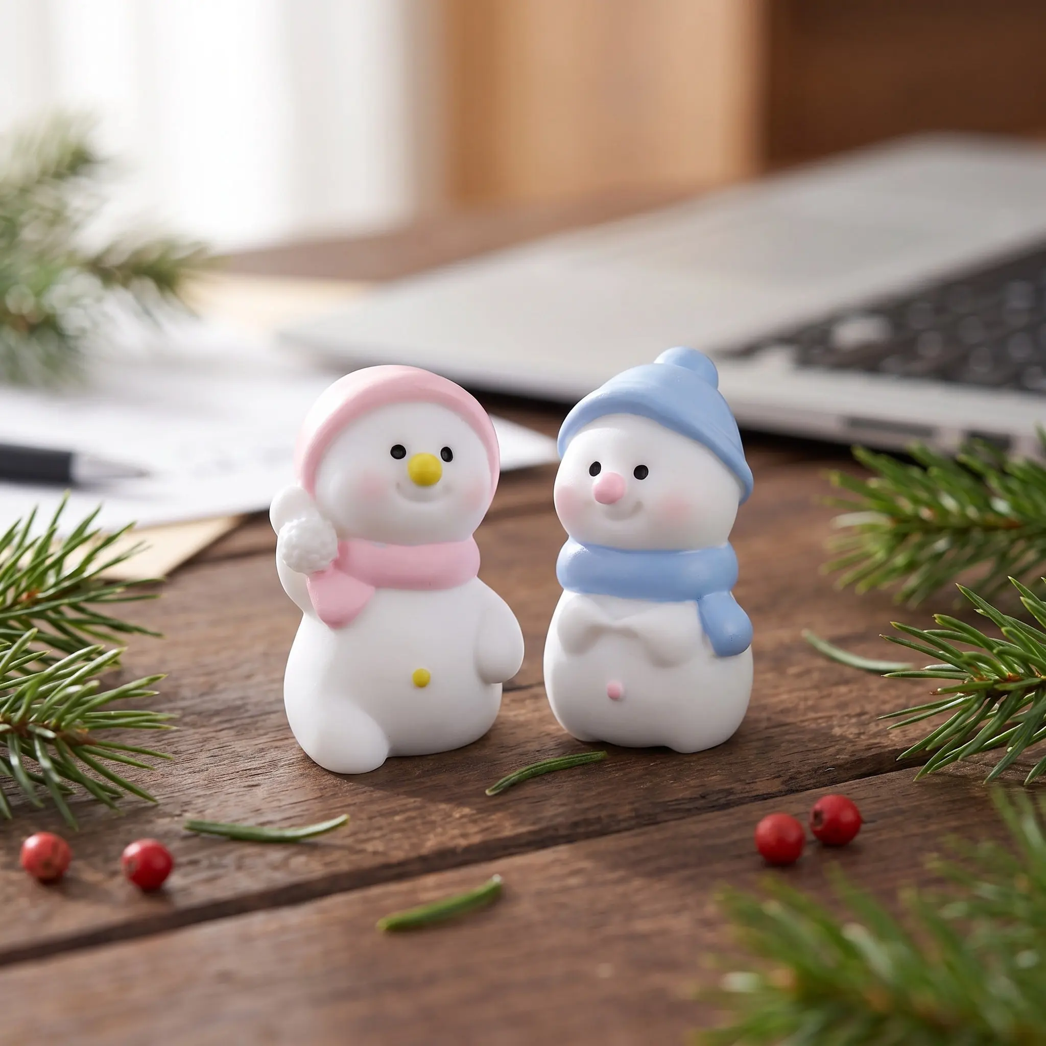 Mini Snowman Resin Christmas Decor Set – 6pcs Micro Landscape DIY Craft for Winter Tabletop Display