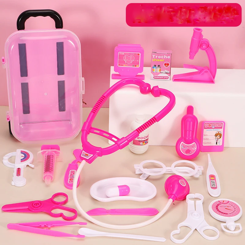 Dokter Speelgoed Set Medische Kit Tandarts Verpleegkundige Simulatie Geneeskunde Doos Stethoscoop Meisje Trolley Geschenken Kinderen Leren Educatief Speelgoed