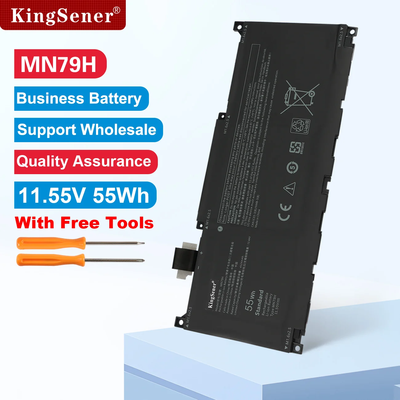 KingSener MN79H Laptop Battery For DELL XPS 13 Plus 9320 I5 93204K MN79H 0J7H5M J7H5M 11.55V 55Wh 4524mAh