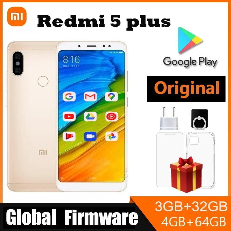 

Global Xiaomi Redmi 5 plus Smartphone Android Cellphone 4000mah Battery Dual SIM Fingerprint Recognition Snapdragon 625 Daily