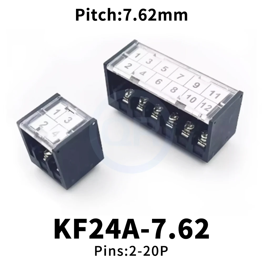 (1 Pcs)  KF24A - 7.62mm Terminal Block Pitch 7.62 Hi-Low Staggered Grid Type with Cover 2*2P ~  2*20P 24A - 7.62