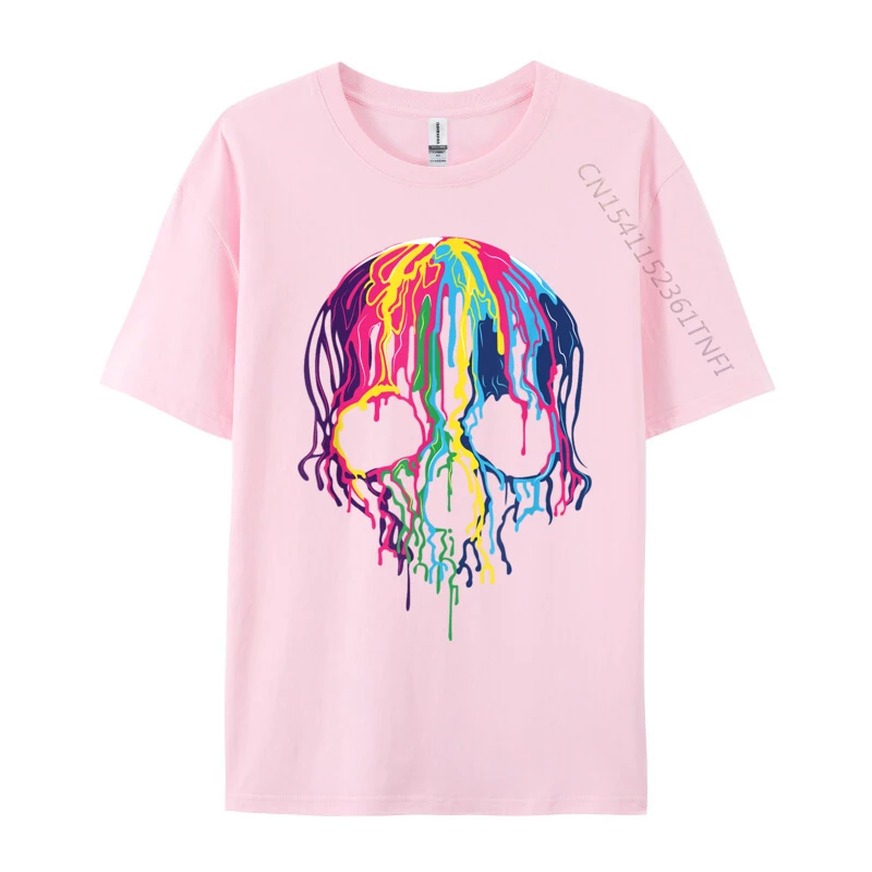 Colorful Melting Skull Art Halloween Funny Men Tshirt Faddish Party Cotton Mens Tops Tees Casual Tee Shirt Fall Wholesale