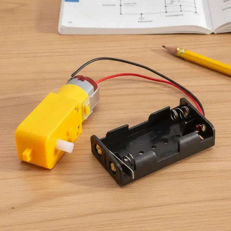 Mini DIY Electronic Motor Circuit Models Kit Black White 130 Motor Kit With 2xAA Battery Storage Case And Switch 16500 RPM