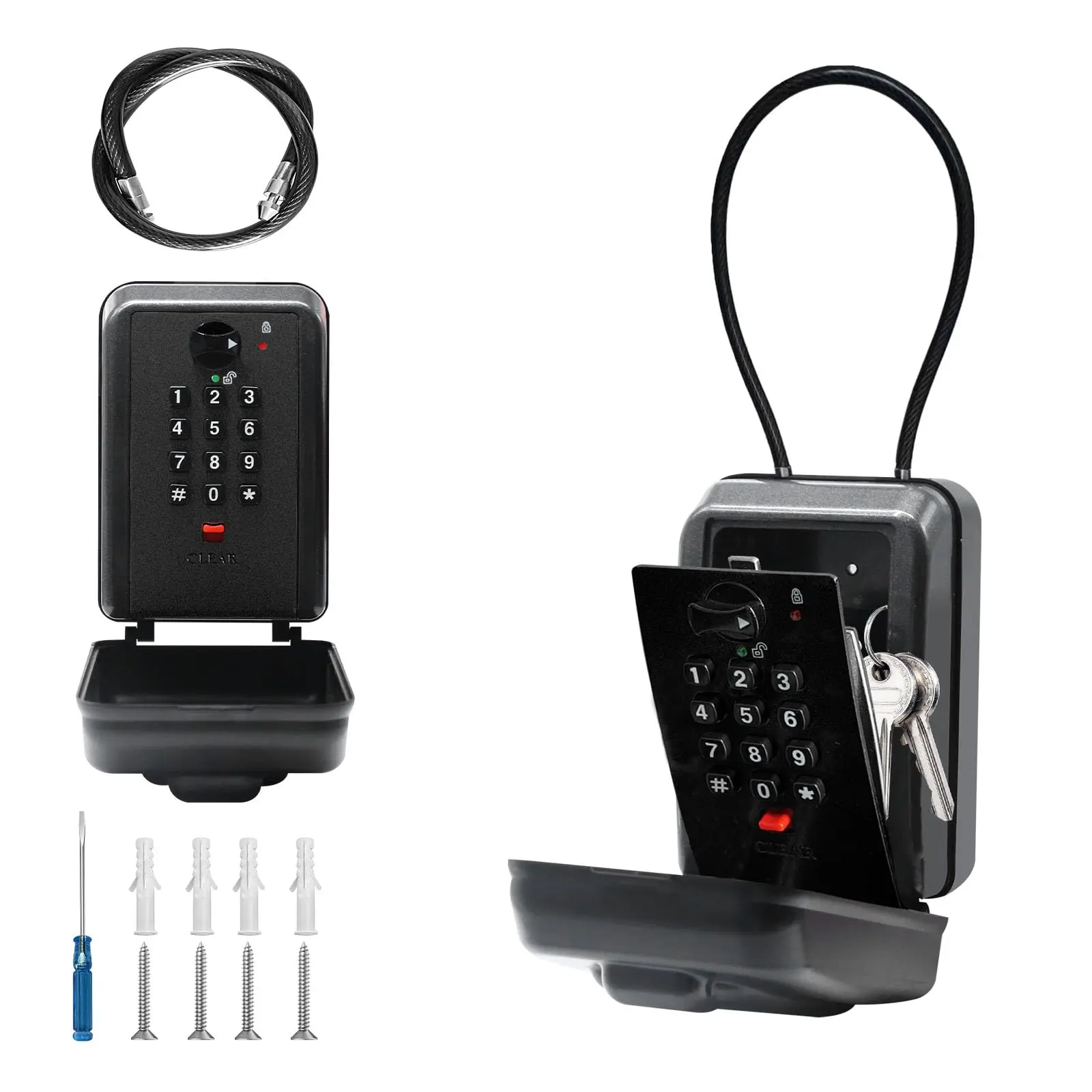 Flexible Steel Cable Realtor Lock Box 12-Digit Combination Real Estate Lock Box for Keys with Code Weatherproof Large Capacity