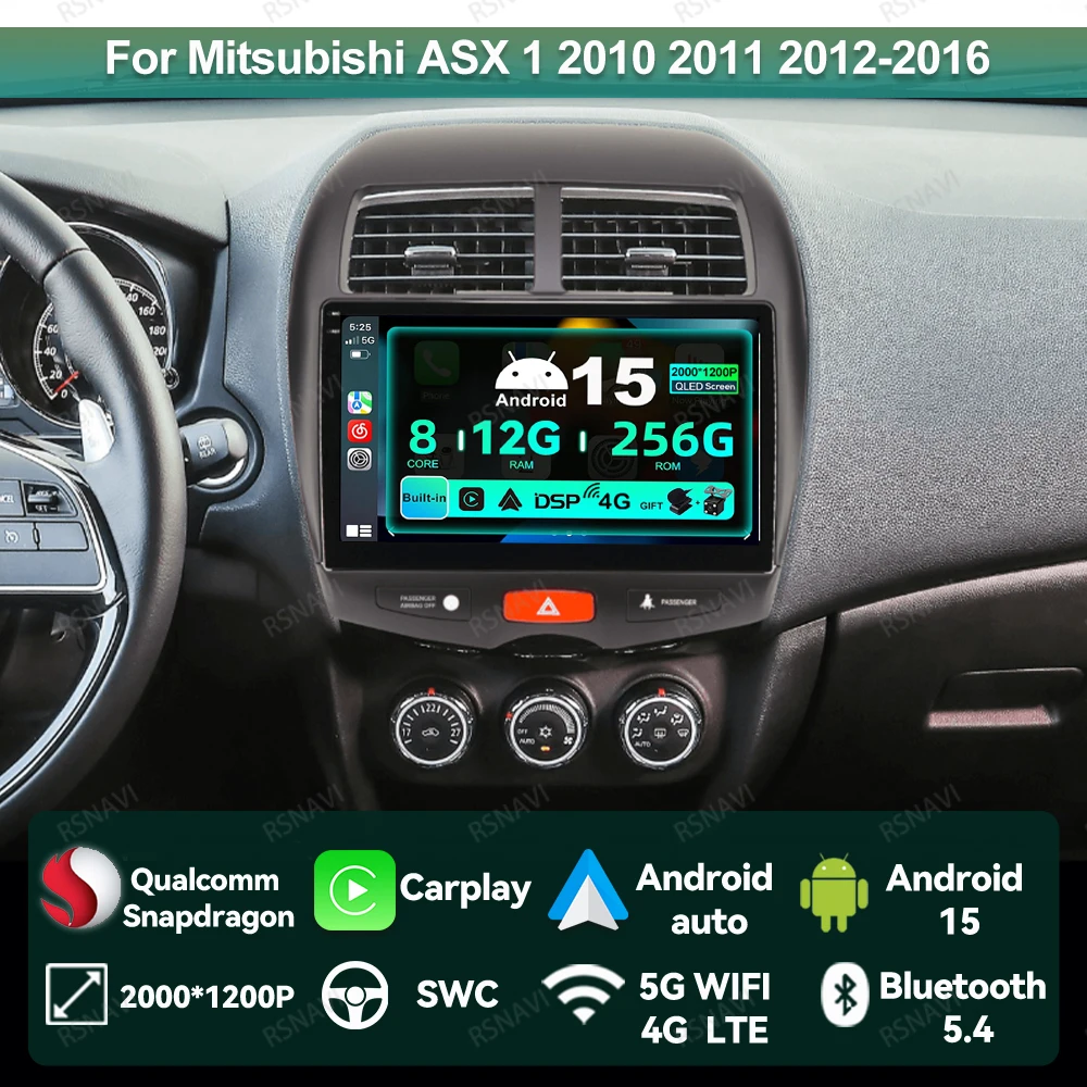 

Car Radio Android 15 For Mitsubishi ASX 1 2010 2011 2012-2016 Head Unit DVD Wireless Carplay Auto GPS Stereo Autoradio DSP QLED