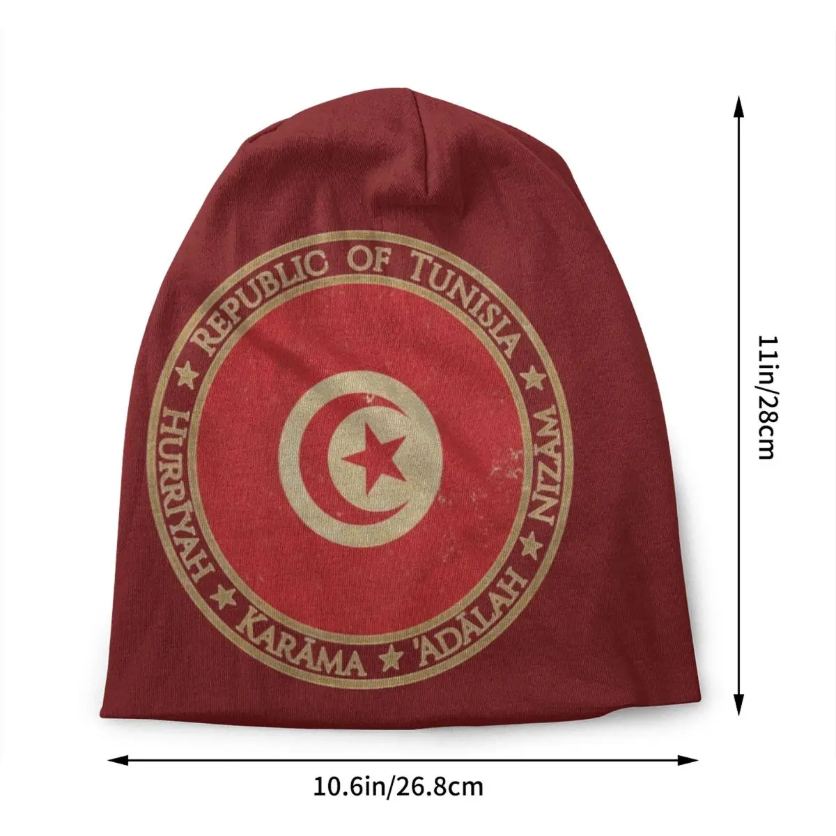 Vintage Republic Of Tunisia Flag Bonnet Hat Knit Hats Men Women Hip Hop Unisex Africa Tunisian Patriotic Warm Winter Beanies Cap