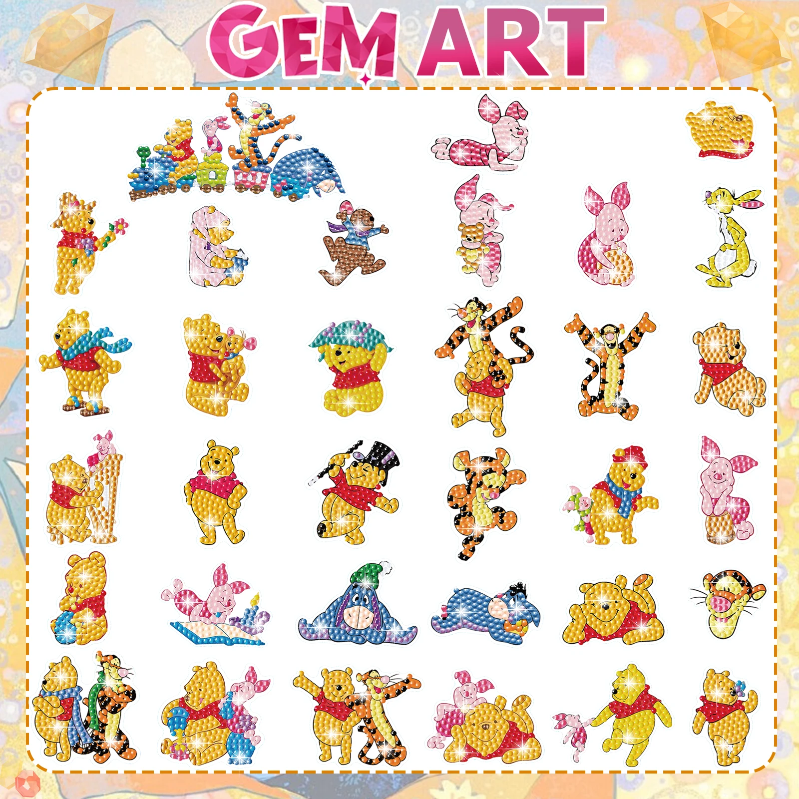Cartoon Winnie the Pooh Children's DIY Diamond Painting Kit Random Diamond Stickers Focus Training Handmade Creative Craft