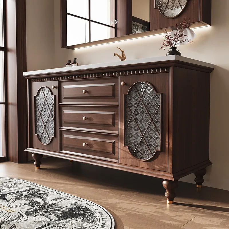 Medieval Bathroom Cabinets Integrated Basin Floor-standing Bathroom Cabinets French Oak Home Furniture In Particolare ZY40YSG