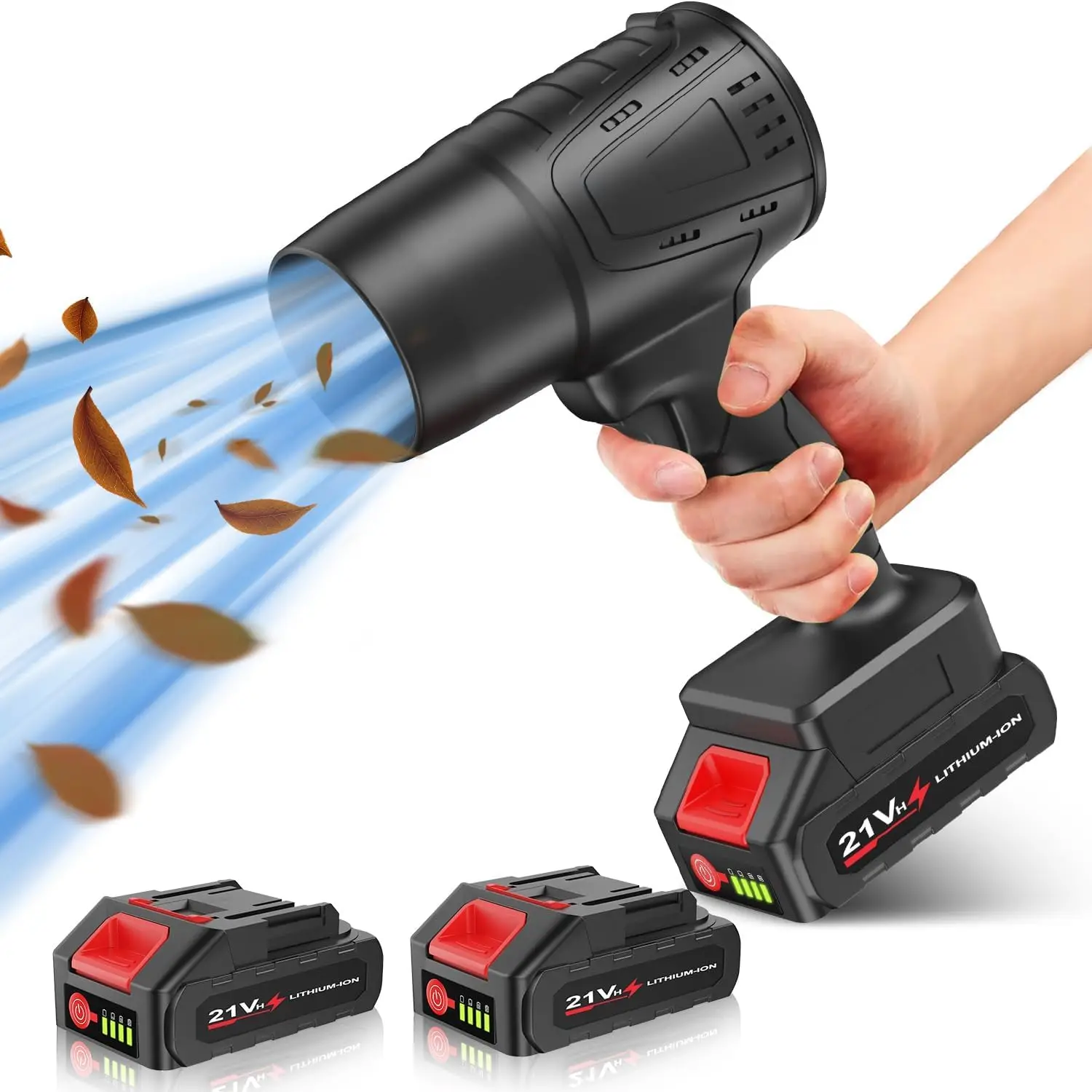 

Cordless Leaf Blower with 2 Batteries, Adjustable Speed for Patio Cleaning and Lawn Care