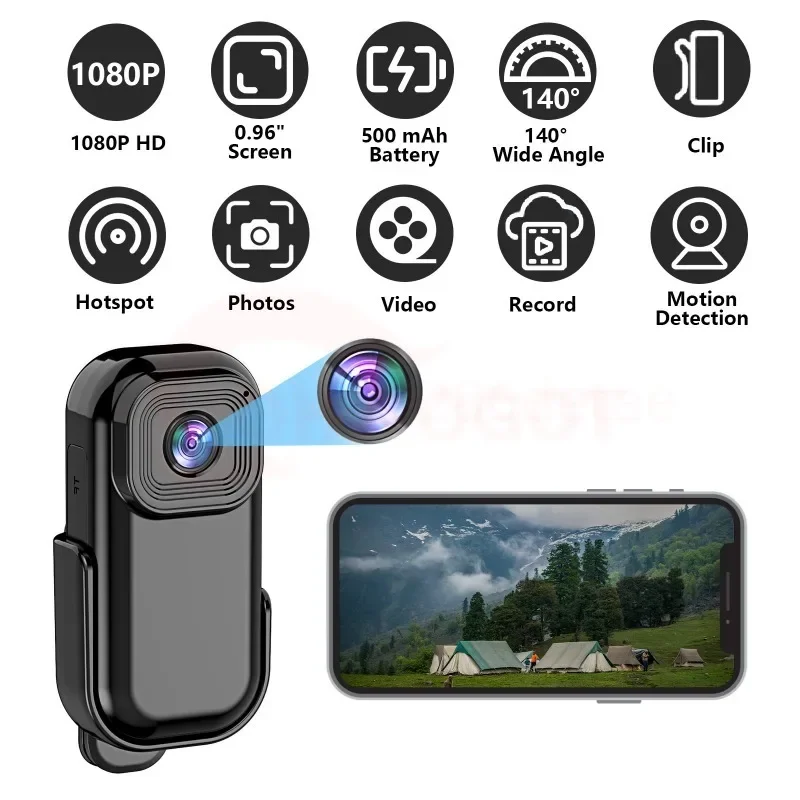 Mini Wifi Camera 1080p HD Hotspot 140° Wide Angle Sport Video Record Wireless Surveillance IP Camcorders Portable Video Recorder