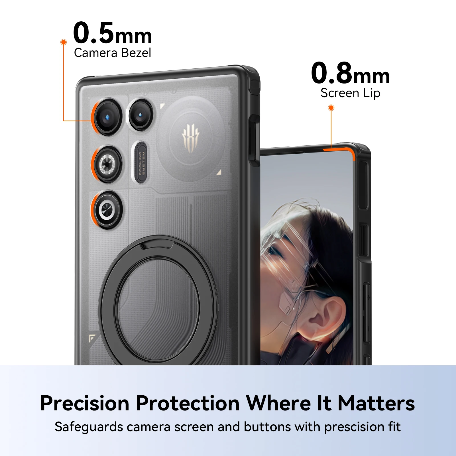 360 °   Obrotowe Magnetyczne Metalowe Etui na Telefon z Podstawką do ZTE Nubia RedMagic 11 Pro Plus, Przezroczyste, Matowe, Odporne na Wstrząsy, Fundas — zdjęcie produktu 3