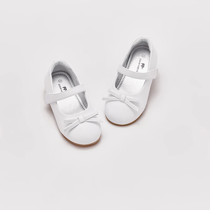 Strive MACSpring-Chaussures plates en cuir avec nœud blanc pour enfants, semelle en caoutchouc, fête d'anniversaire, princesse, mode fille, DB1240207