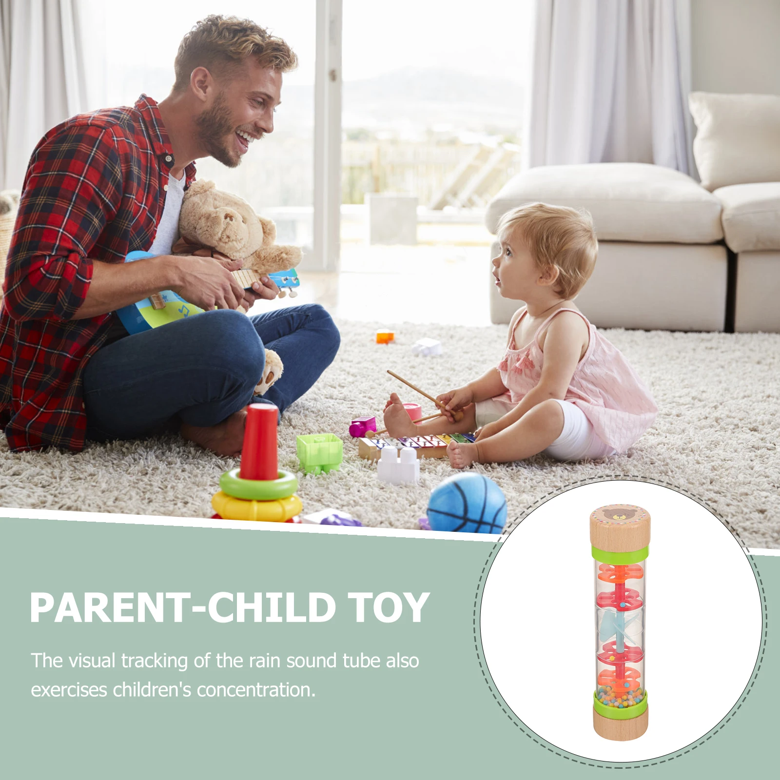 

Wooden Sound Tube Musical Instruments for Kids Raindrop Hourglass Toys Baby Stick Early