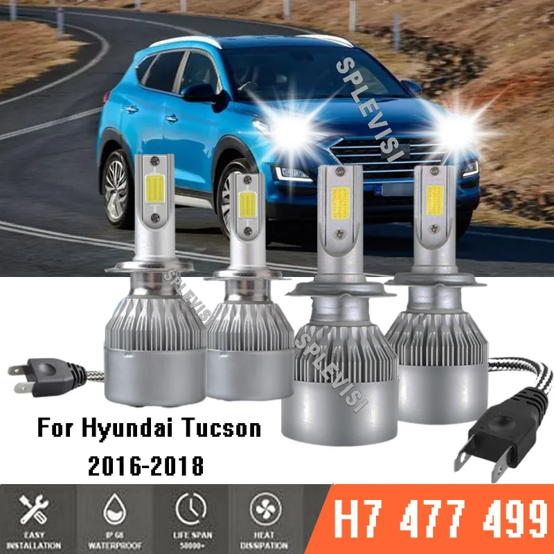 

H7 477 499 Super White Xenon High/Low Light Bulb Replace LED Kit For Hyundai Tucson 2016 2017 2018