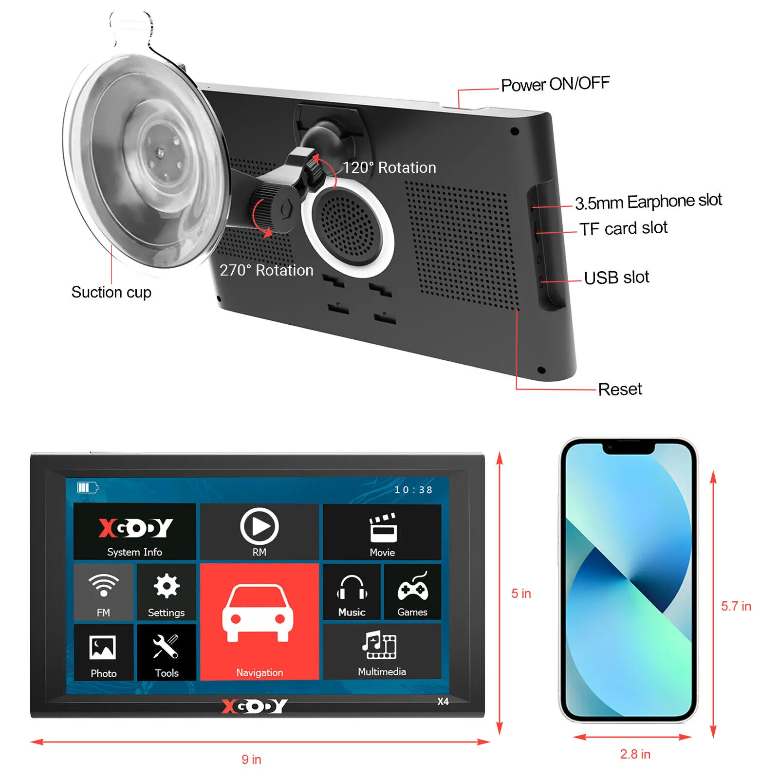 خرائط XGODY مقاس 9 بوصات تعمل باللمس لشاحنة Sat Nav للسيارة HGV Lorry LGV Coach Navigation