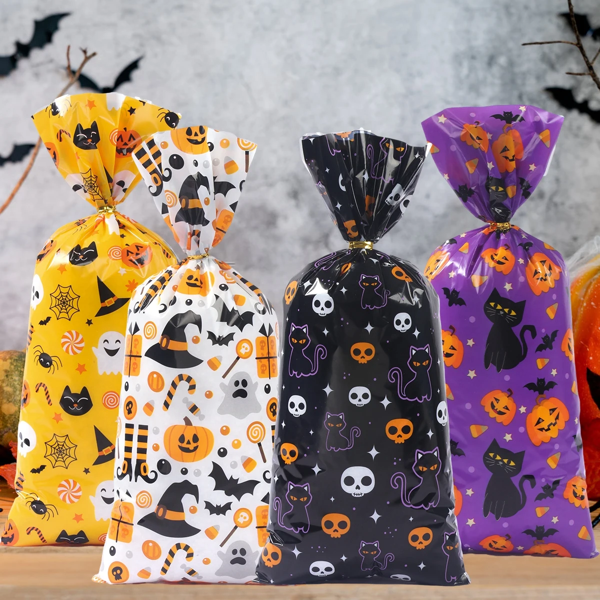 Halloween Candy Bags Pumpkin Ghost Bat Gifts Biscuits Cookie Bags Kids Packaging Bag Trick or Treat Halloween Party Supplies