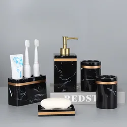 Marble Stripe Resin Toothbrush Holder Base Multifunctional Toothpaste Holder Portable Organizer Case Bathroom Accessories