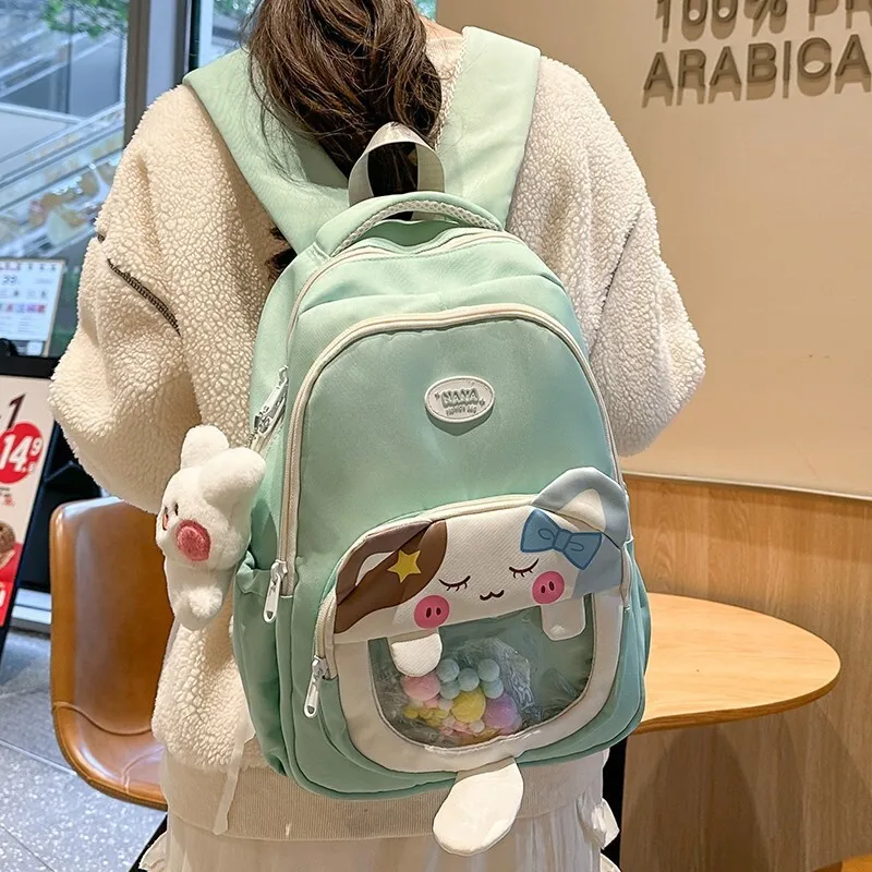 Cute kitten backpack 2024 winter new anime pain bag female college student schoolbag cartoon backpack