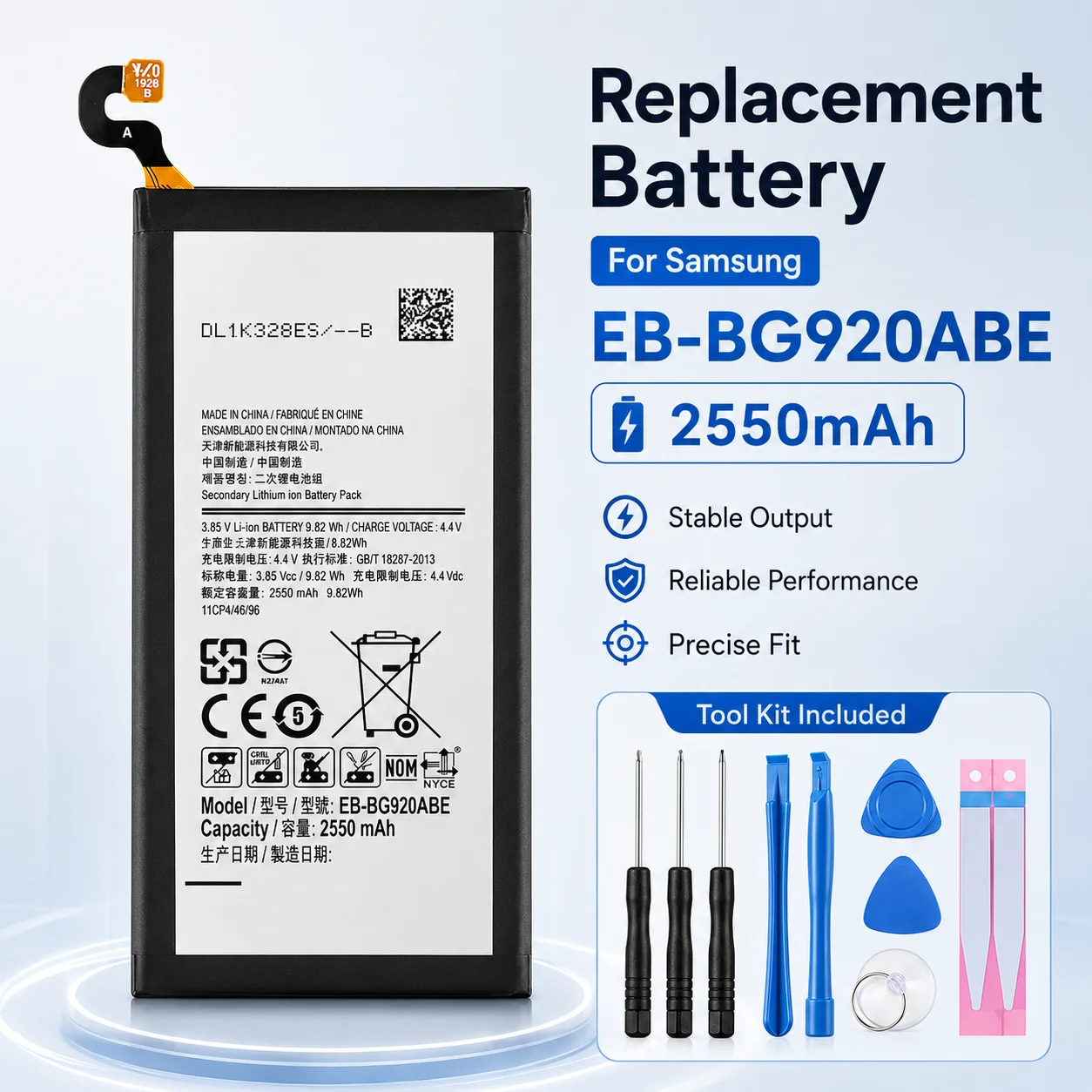 Quality High Capacity Li-ion Battery For Samsung Galaxy S6 S7 S8 S9 S10 S10e Replacement Phone Battery