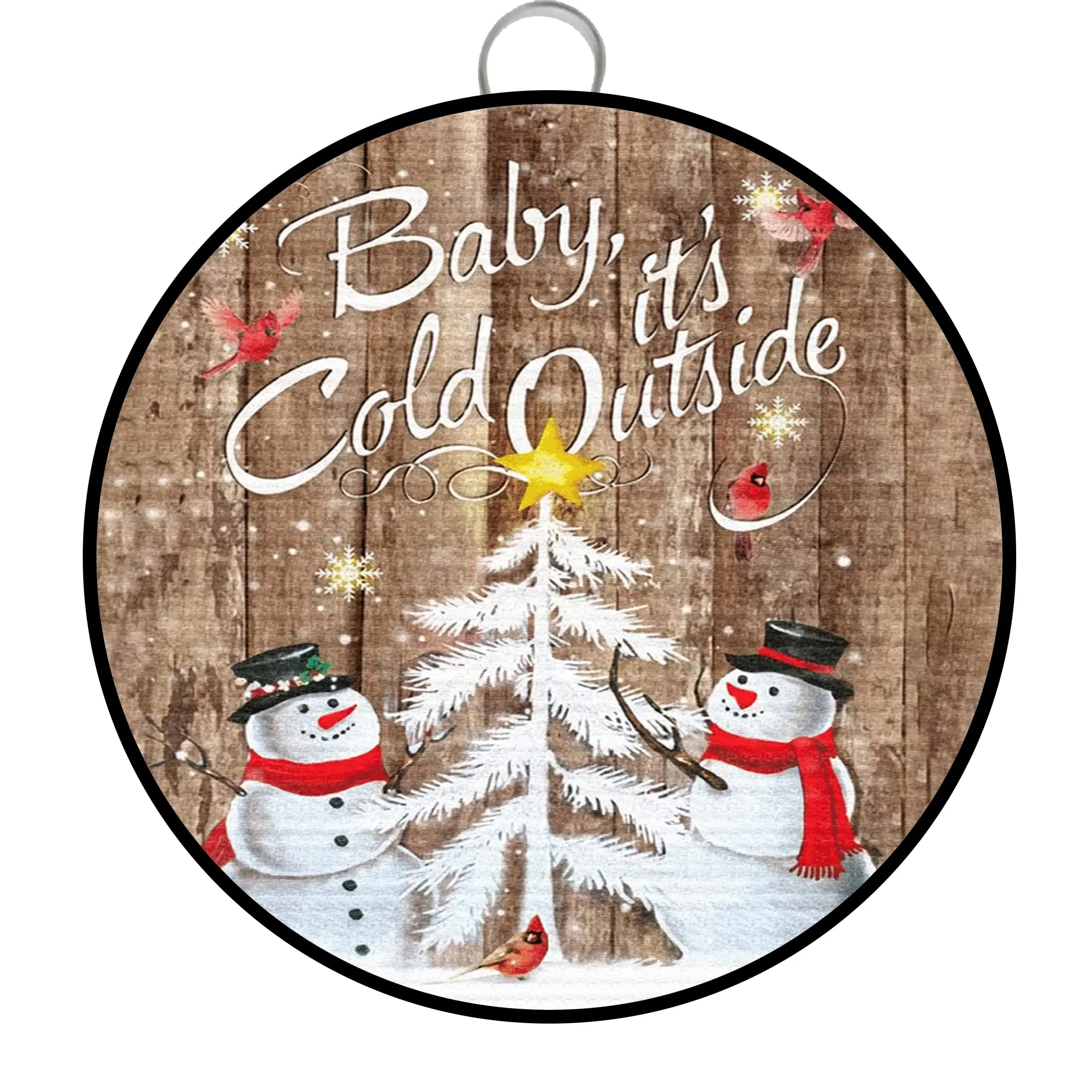 Habilboi Merry Christmas Snowman Round Rustic Metal Tin Sign Christmas Snow Man Winter Baby Cold It;s Outside Xmas Sign Plaque C