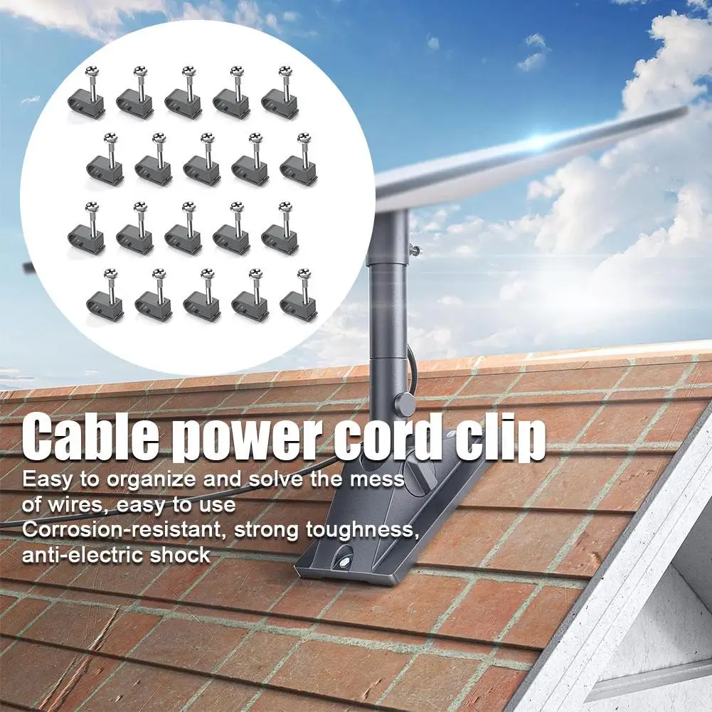 Cable Routing Kit With Screws Clamps 20pcs Wire Management Shock Cable Fixing Cable Clips Self-adhesive Clamps Anti-electri O8e3