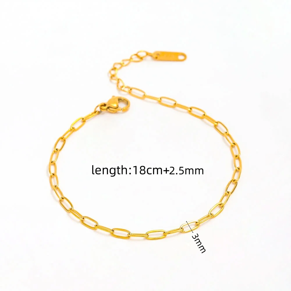 Joolim Jewelry High End PVD Wholesale Waterproof&No Fade Fashion Simple Basic Pin Link Chain Stainless Steel Bracelet for Women