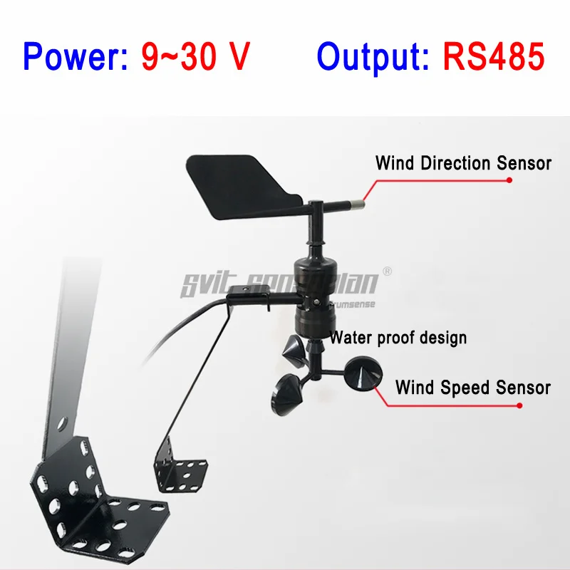 Trumsense STTWSWDI930485S S Shape Integrated Wind Speed and Direction Sensor 9 to 30V Supply RS485 Output for Water Conservancy