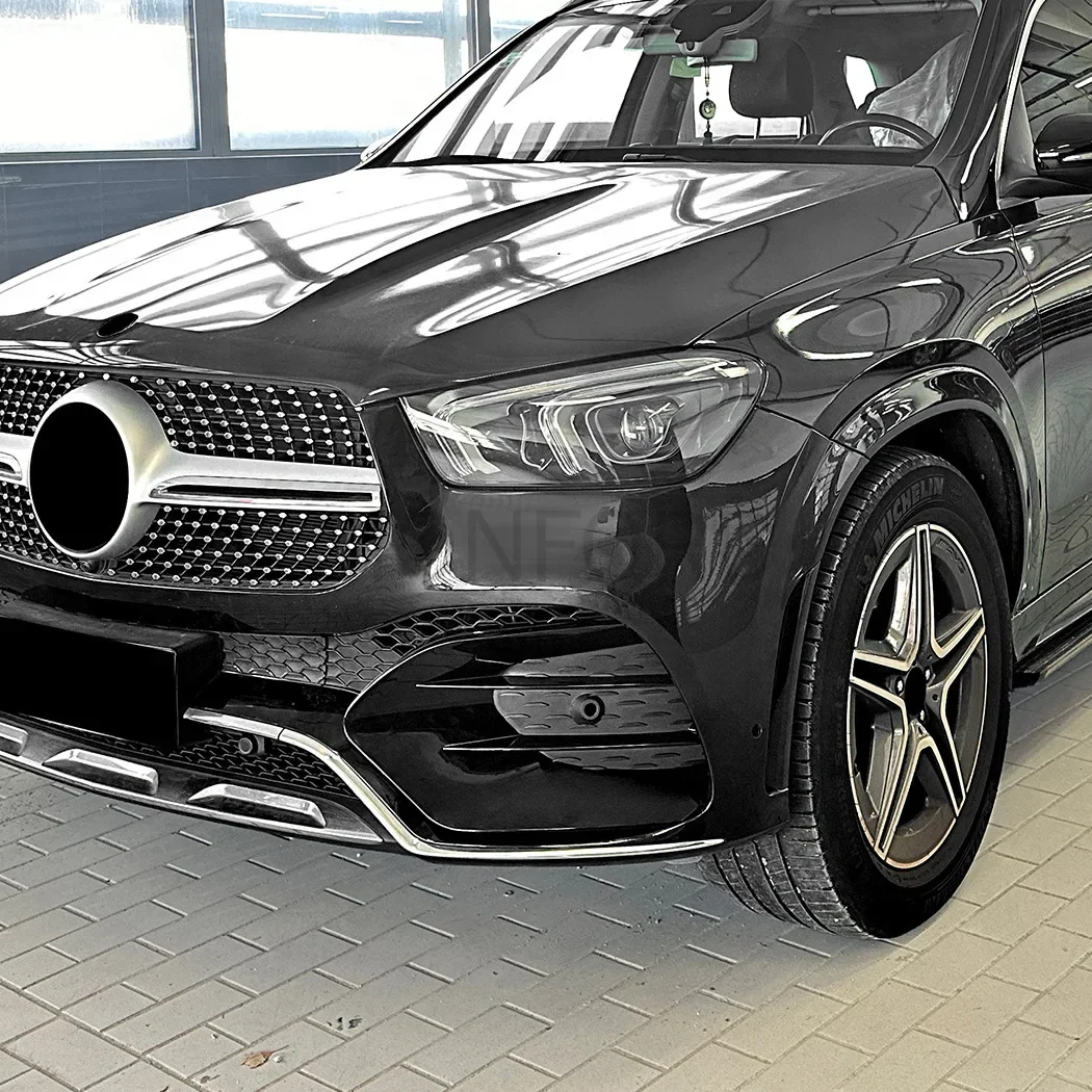 

Gloss ABS Front Fog Lamp lighting Grill Grille Decorative Covers guard Stickers For Mercedes Benz GLE W167 AMG Line 2019-2023