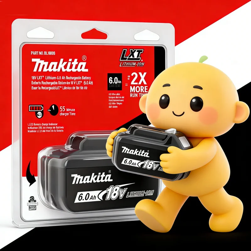 

Оригинальный литий-ионный аккумулятор Makita BL1860B 18V 6Ah LXT для электроинструментов, высокопроизводительная замена для инструментов Makita 18V, ручной шуруповерт.