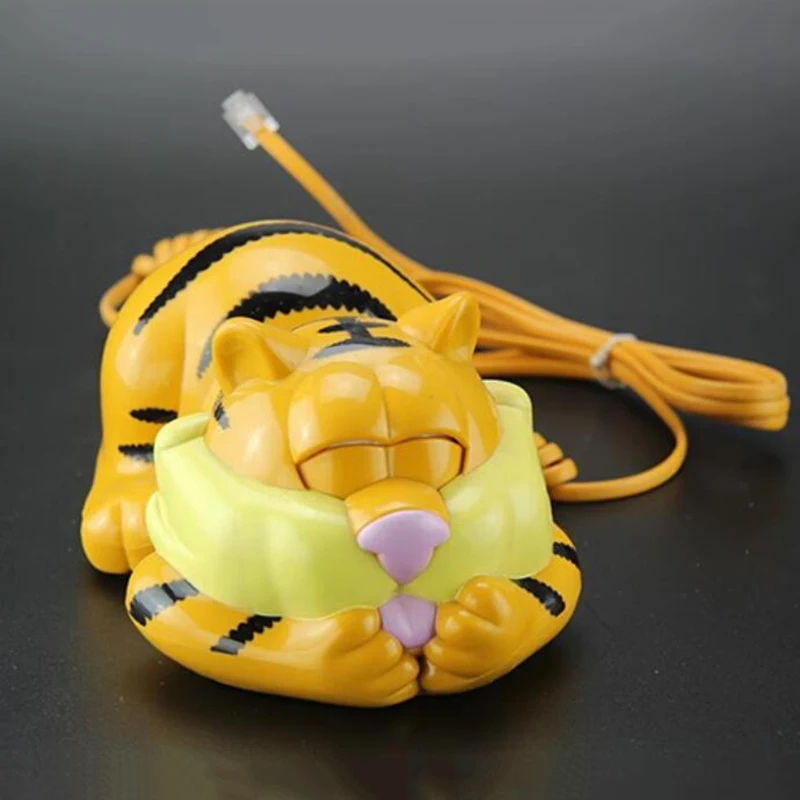 Cute Tiger Mouth Corded Phone Telephone with LED Indicator, Desktop phone Audio / Redial, Mini Landline Telephone,Christmas Gift