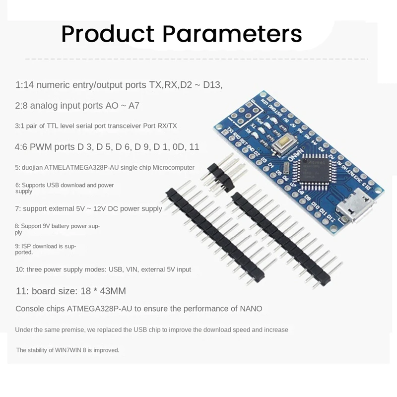 Placa de desenvolvimento nano v3.0 328p atmega328p mcu versão melhorada placa de programação c