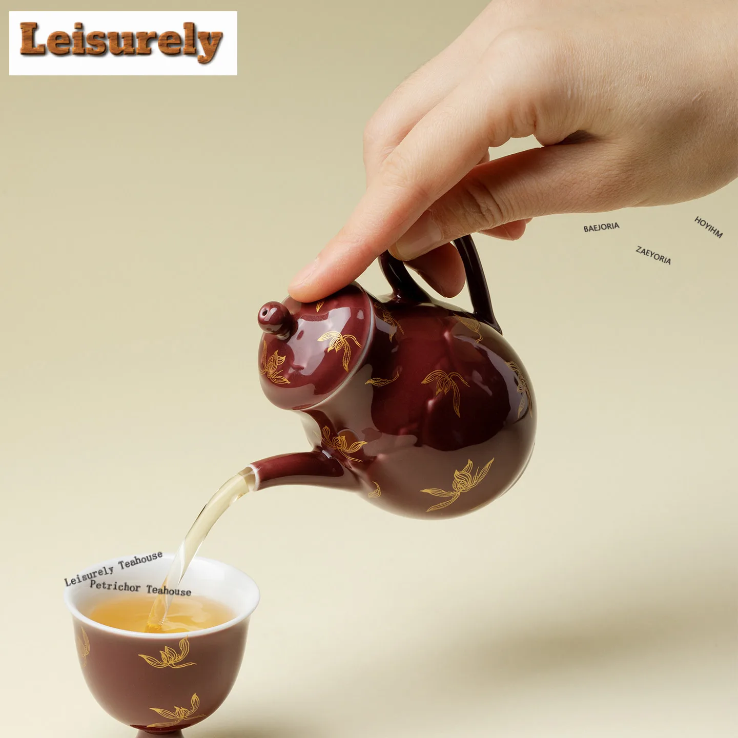 100ml Gold Stamp Magnolia Teapot Luxury Tea Infuser Pot Household Tea Maker Kettle With Ball Hole Puer Tea Items Decoration Gift