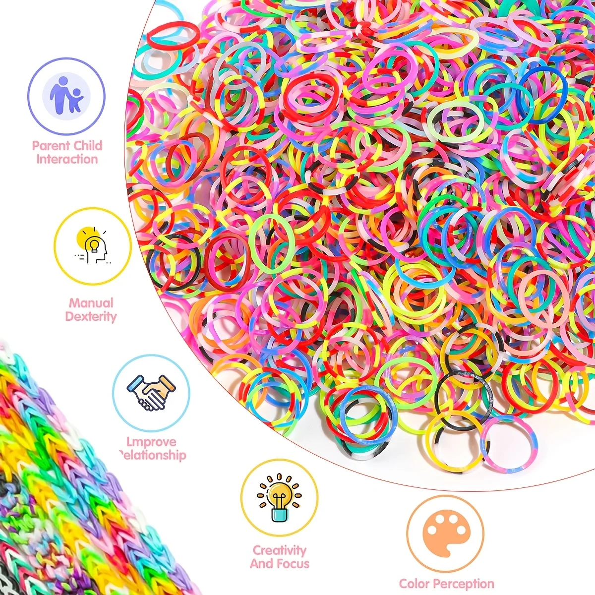 500/7500pcs Rubber Band Bracelet ,Loom Bracelet Making Kit Rubber Bands Refill DIY Bracelet GirlBirthday Gift Toys