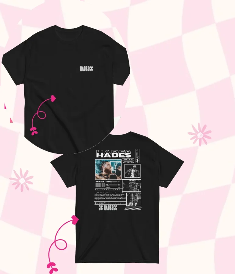 

2025-26 Лето HADES66 100% чистый хлопок с принтом рэпер хип-хоп трендовая футболка унисекс мужская негабаритная повседневная свободная дышащая футболка Y2k