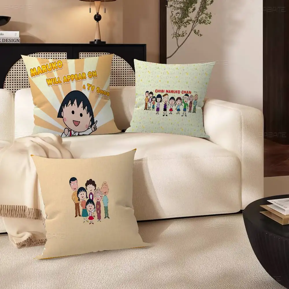 C-Chibimaruko تشان وسادة الهدايا أثاث المكاتب المنزلية غرفة نوم أريكة غطاء وسادة السيارة 45x45 سنتيمتر
