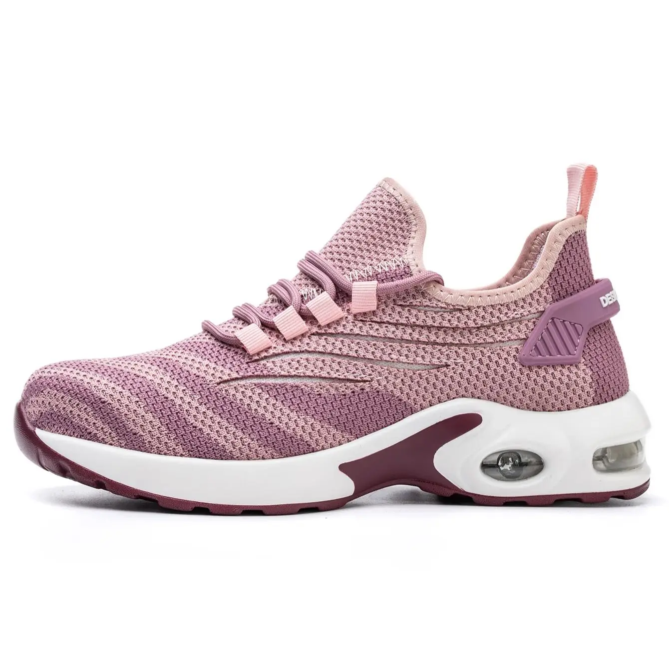 Pink Ladies Steel Toe Safety Shoes Anti Crush Breathable Air Cushioned Women's Work Shoes Fashionable Upgraded Design