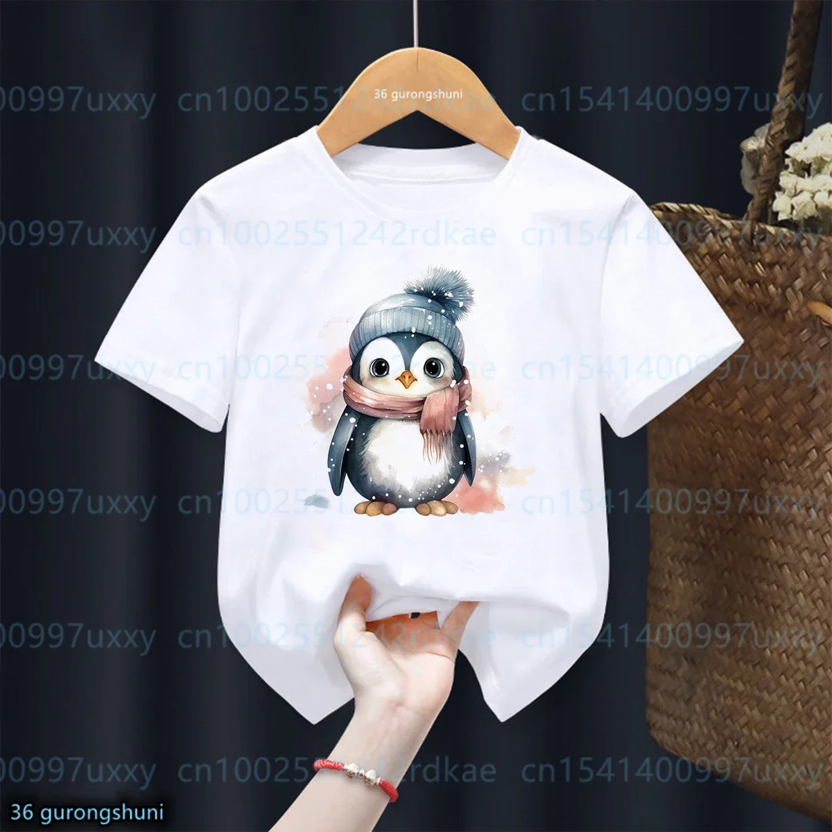 New Girls T-Shirt Cute Penguin Animal Cartoon Print T Shirt Girls Fashion Boys Girls Unisex Clothing Summer Kids Tshirt Tops