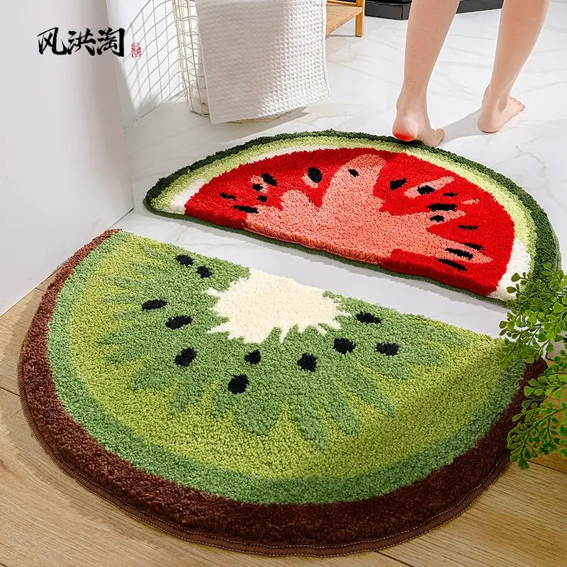 

Home Use Semi-Circular Water Absorbent Fruit Pattern Mat Batoom Anti-Slip Foot Pad eup Room Entrance