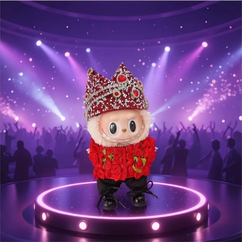 

For Labubu Doll G-DRAGON Clothing Set 17cm V1 V2 V3 Labubu Dress-up Rose Clothing Accessories Children's Toys Birthday Gift